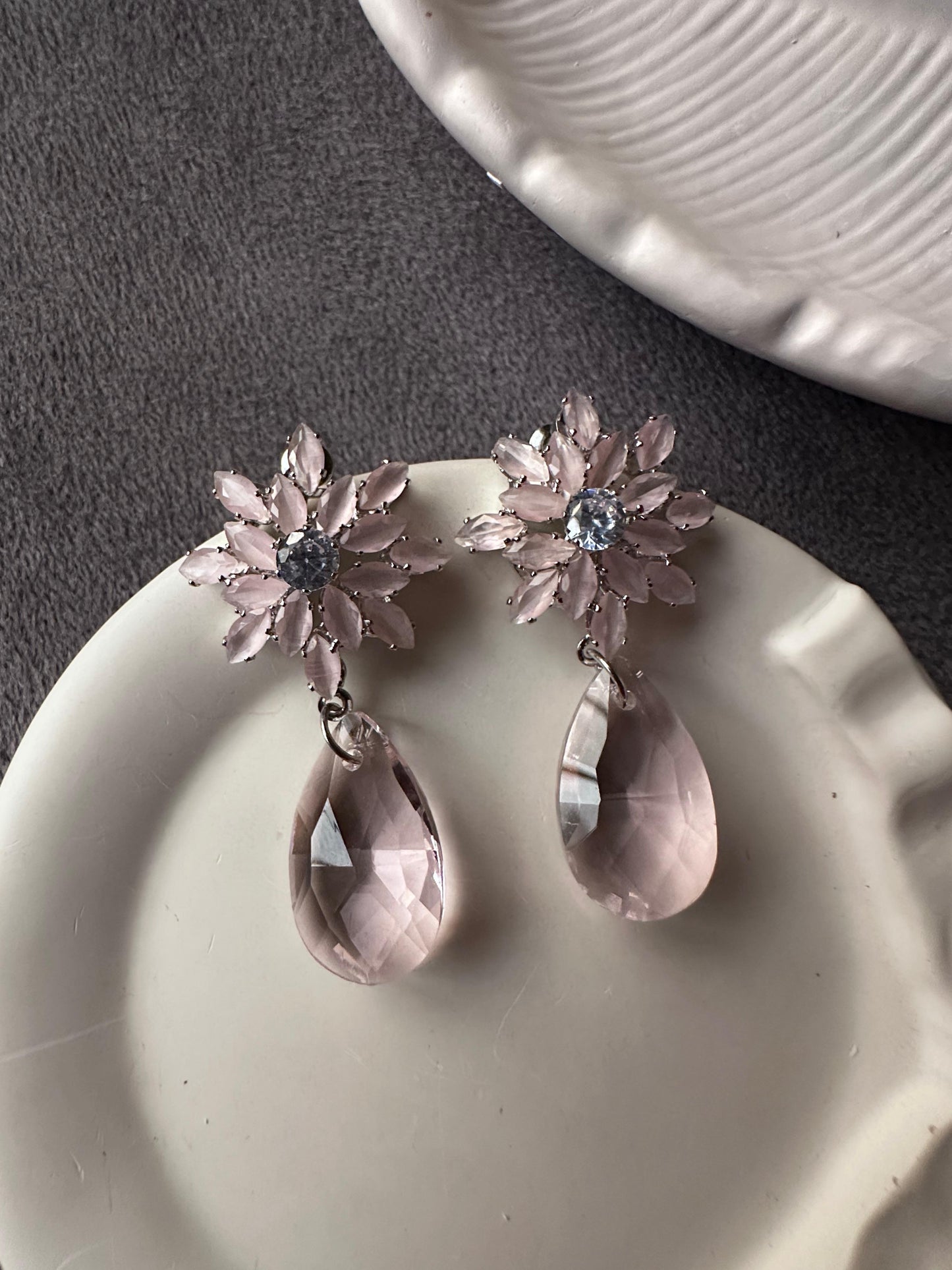 Pink flower earring