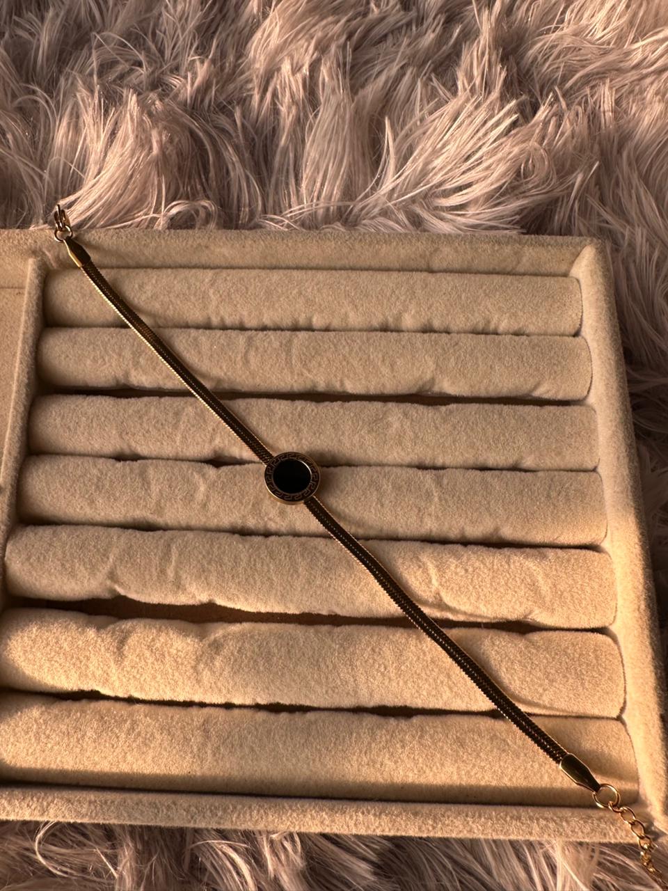 Black dot stainless bracelet