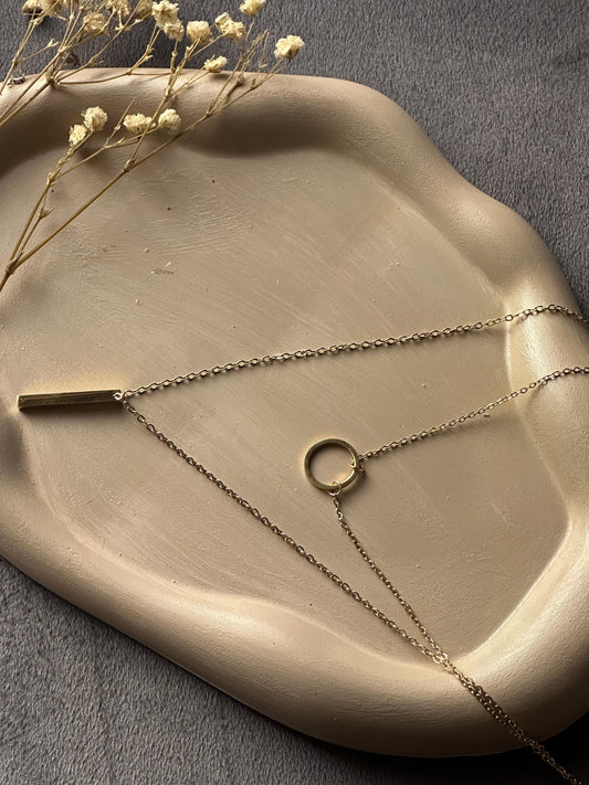 Golden double chain pendent