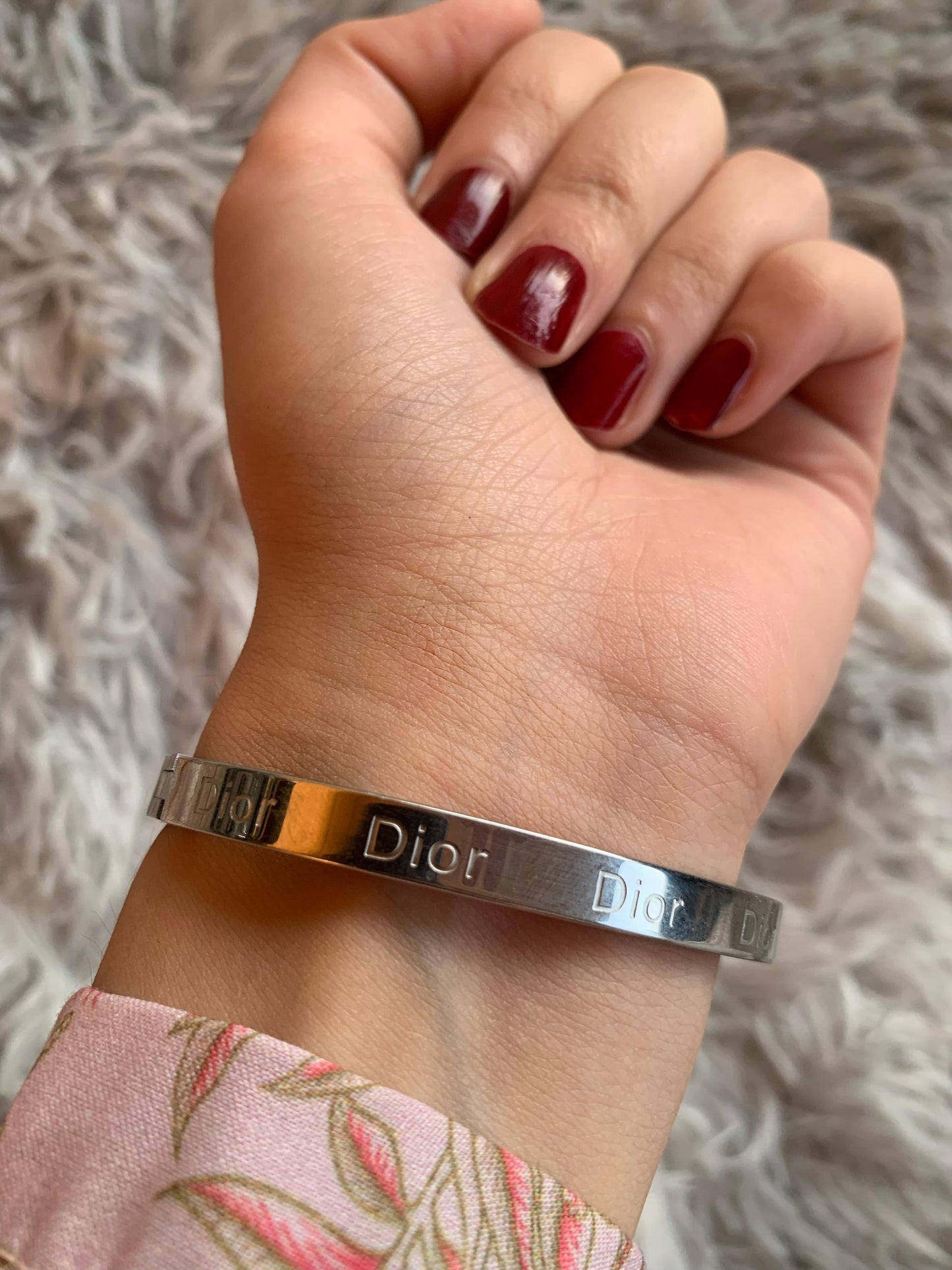 Dior Engraved Stainless Steel Bracelet