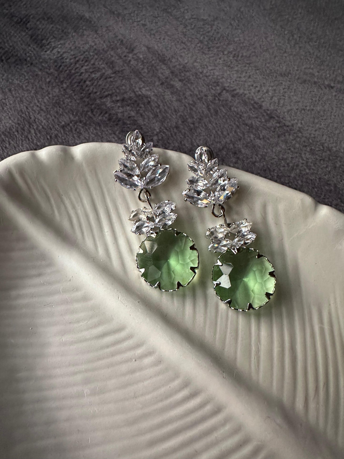 Green tree earring